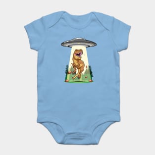 Cosmic Encounter:  Dinosaur Alien Abduction Baby Bodysuit